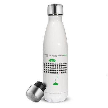 Space invaders, Metal mug thermos White (Stainless steel), double wall, 500ml