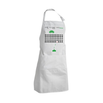 Space invaders, Adult Chef Apron (with sliders and 2 pockets)