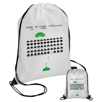 Space invaders, Pouch bag with black cords (1 piece)