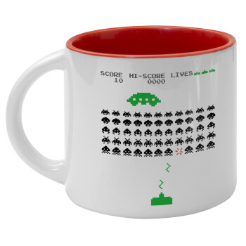 Space invaders, Κούπα κεραμική 400ml Λευκή/Κόκκινη