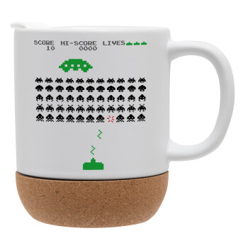 Space invaders, Ceramic coffee mug Cork (MAT), 330ml (1pcs)