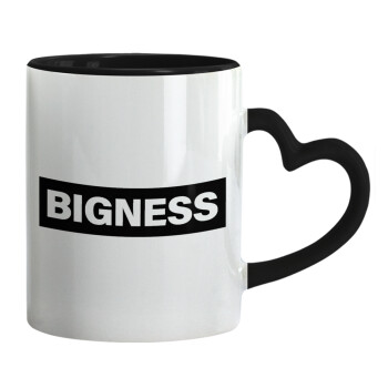 BIGNESS, Mug heart black handle, ceramic, 330ml