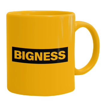BIGNESS, Ceramic coffee mug yellow, 330ml (1pcs)