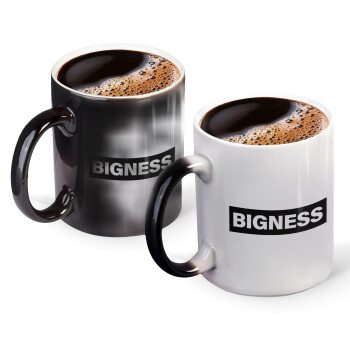 BIGNESS, Color changing magic Mug, ceramic, 330ml when adding hot liquid inside, the black colour desappears (1 pcs)