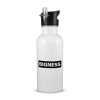 White water bottle with straw, stainless steel 600ml