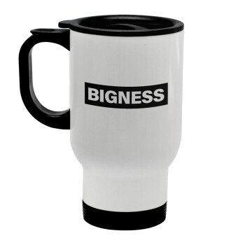 BIGNESS, Stainless steel travel mug with lid, double wall white 450ml