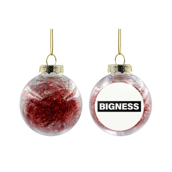BIGNESS, Χριστουγεννιάτικη μπάλα δένδρου διάφανη με κόκκινο γέμισμα 8cm
