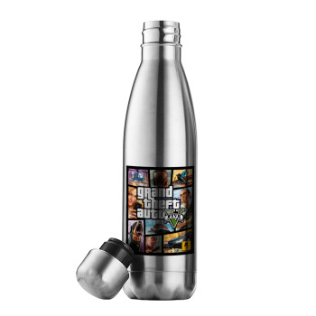 GTA V, Μεταλλικό παγούρι θερμός Inox (Stainless steel), διπλού τοιχώματος, 500ml