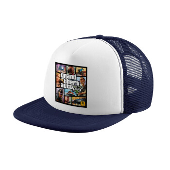 GTA V, Καπέλο Ενηλίκων Soft Trucker με Δίχτυ Dark Blue/White (POLYESTER, ΕΝΗΛΙΚΩΝ, UNISEX, ONE SIZE)