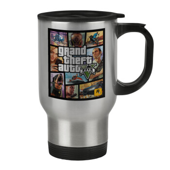 GTA V, Stainless steel travel mug with lid, double wall 450ml