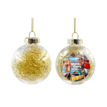 GTA V, Transparent Christmas tree ball ornament with gold filling 8cm