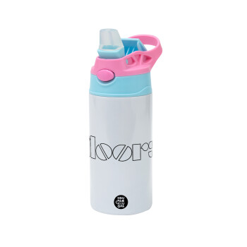 The Doors, Children's hot water bottle, stainless steel, with safety straw, Pink/BlueCiel (360ml) BPA FREE