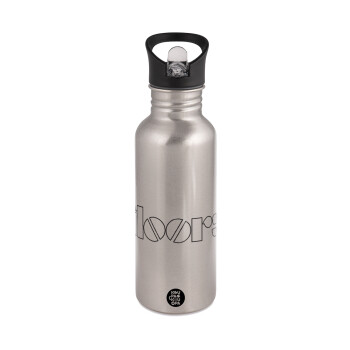 The Doors, Water bottle Silver with straw, stainless steel 600ml