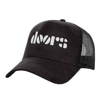 The Doors, Adult Structured Trucker Hat, with Mesh, Dark Army (100% COTTON, ADULT, UNISEX, ONE SIZE)