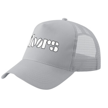 The Doors, Adult Structured Trucker Hat, with Mesh, GRAY (100% COTTON, ADULT, UNISEX, ONE SIZE)