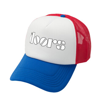 The Doors, Adult Soft Trucker Hat with Red/Blue/White Mesh (POLYESTER, ADULT, UNISEX, ONE SIZE)