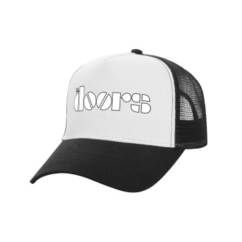 The Doors, Adult Structured Trucker Hat, with Mesh, WHITE/BLACK (100% COTTON, ADULT, UNISEX, ONE SIZE)