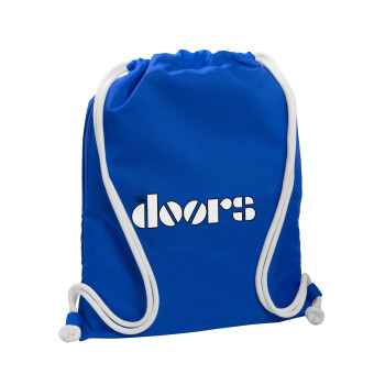 The Doors, Τσάντα πλάτης πουγκί GYMBAG Μπλε, με τσέπη (40x48cm) & χονδρά κορδόνια