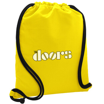 The Doors, Backpack pouch GYMBAG Yellow, with pocket (40x48cm) & thick cords