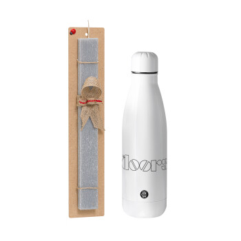 The Doors, Πασχαλινό Σετ, μεταλλικό παγούρι Inox (700ml) & πασχαλινή λαμπάδα αρωματική πλακέ (30cm) (ΓΚΡΙ)