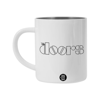 The Doors, Λευκή Ανοξείδωτη Μεταλλική Κούπα 450ml - Διπλού Τοιχώματος 