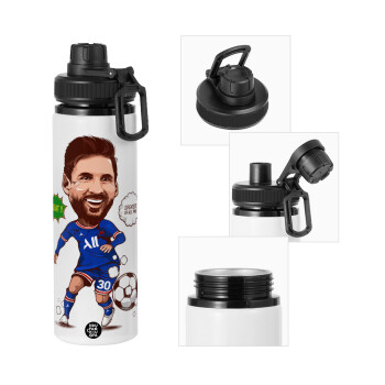 Lionel Messi drawing, Metal water bottle with safety cap, aluminum 850ml