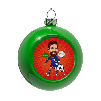 Lionel Messi drawing, Green Christmas tree ornament bauble 8cm