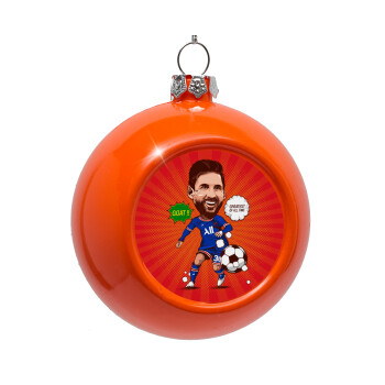 Lionel Messi drawing, Orange Christmas tree ornament bauble 8cm