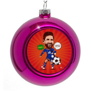 Lionel Messi drawing, Purple Christmas tree ornament bauble 8cm