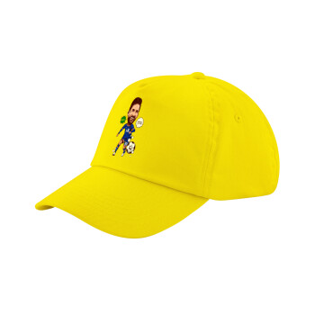 Lionel Messi drawing, Child's Baseball Cap, 100% Cotton Twill, Yellow (COTTON, CHILD, UNISEX, ONE SIZE)