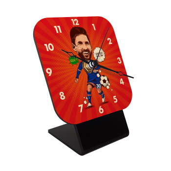 Lionel Messi drawing, Quartz Table clock in natural wood (10cm)