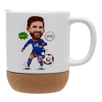 Lionel Messi drawing, Ceramic coffee mug Cork (MAT), 330ml (1pcs)