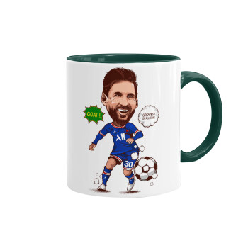 Lionel Messi drawing, Mug colored green, ceramic, 330ml