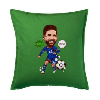 Lionel Messi drawing, Sofa cushion Green 50x50cm includes filling
