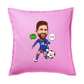 Lionel Messi drawing, Sofa cushion Pink 50x50cm includes filling