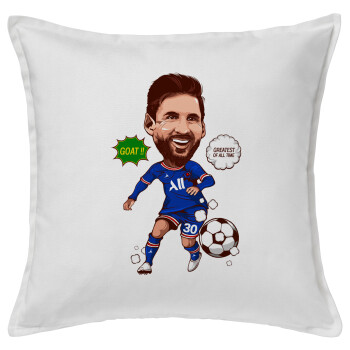 Lionel Messi drawing, Sofa cushion White 50x50cm includes filling