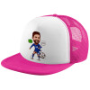 Adult Soft Trucker Hat with Pink/White Mesh (POLYESTER, ADULT, UNISEX, ONE SIZE)