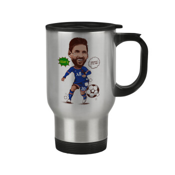 Lionel Messi drawing, Stainless steel travel mug with lid, double wall 450ml