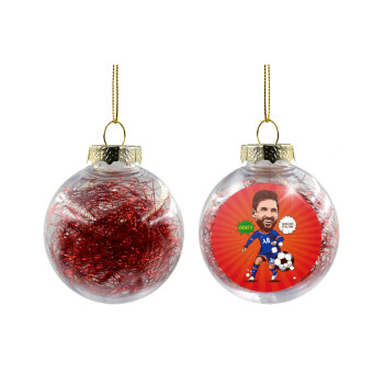 Lionel Messi drawing, Transparent Christmas tree ball ornament with red filling 8cm