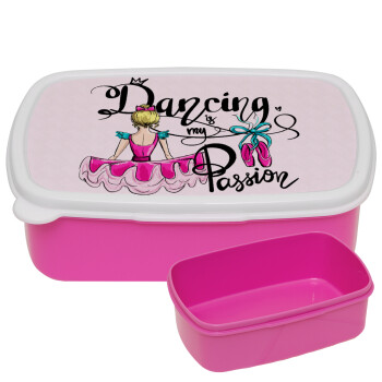 Dancing is my Passion, ΡΟΖ παιδικό δοχείο φαγητού (lunchbox) πλαστικό (BPA-FREE) Lunch Βox M18 x Π13 x Υ6cm