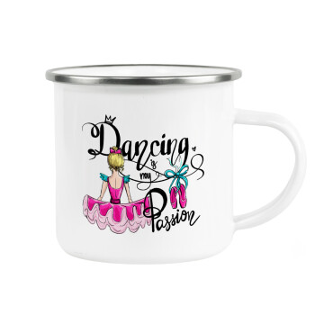 Dancing is my Passion, Metallic enamel cup white 360ml