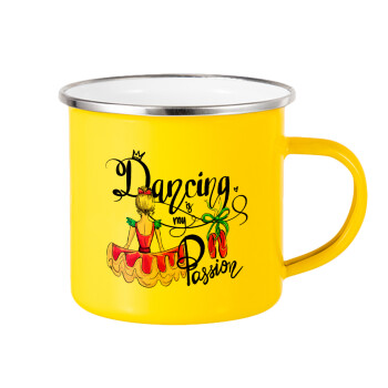 Dancing is my Passion, Yellow Enamel Metallic Cup 360ml