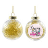 Transparent Christmas tree ball ornament with gold filling 8cm