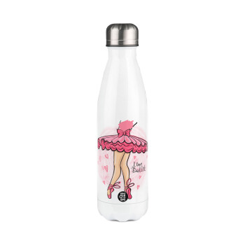 I Love Ballet, Metal mug thermos White (Stainless steel), double wall, 500ml