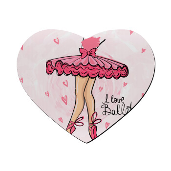 I Love Ballet, Mousepad heart 23x20cm