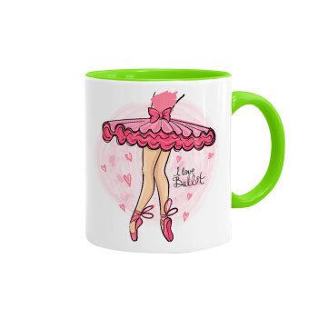 I Love Ballet, Mug colored light green, ceramic, 330ml