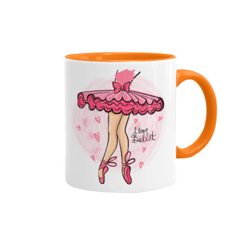 I Love Ballet, Mug colored orange, ceramic, 330ml