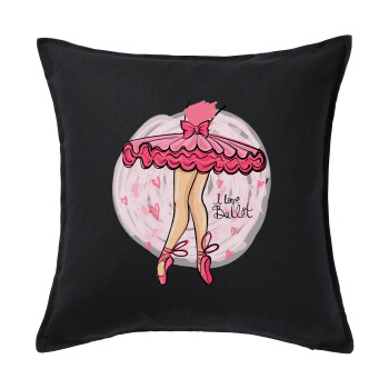 I Love Ballet, Sofa cushion black 50x50cm includes filling