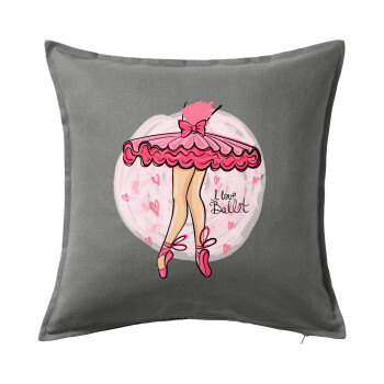 I Love Ballet, Sofa cushion Grey 50x50cm includes filling