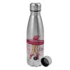 Metallic water bottle, stainless steel, 750ml